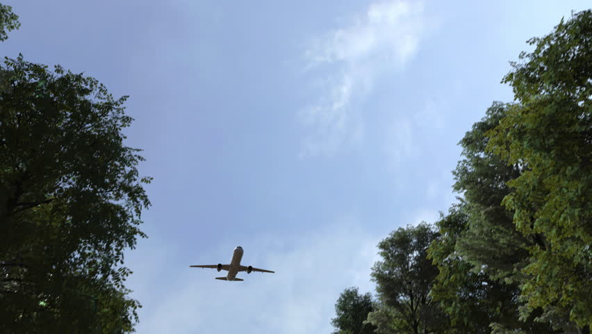 Commercial airplane arriving to Medellin, Colombia. 3D animation