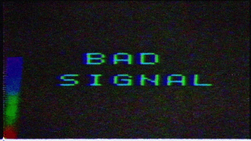 Bad signal on the analog signal in the TV. image with VCS signal interference.Unique Design Abstract Digital Animation Pixel Noise Glitch Error Video Damage