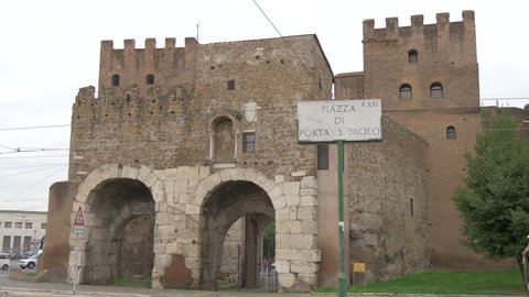 Italy, Rome - September, 2016: Ruins in Piazza di Porta San Paolo, Rome