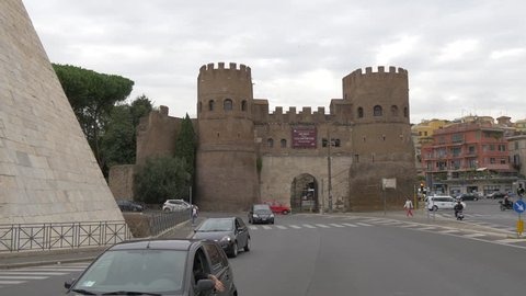 Italy, Rome - September, 2016: Porta San Paolo in Rome