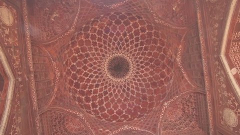 Taj Mahal Mosque Incised Painting Ceiling Decoration 02 Agra Uttar Pradesh India