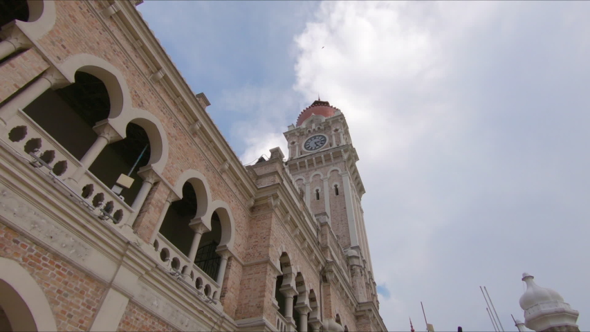 Steadicam shot of the Sultan Abdul Samad Building in Kuala Lumpur vity, Malaysia