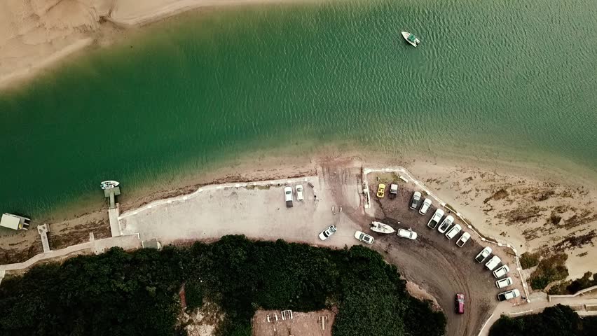 AERIAL: Flying over boat launch, Kenton on Sea, South Africa
