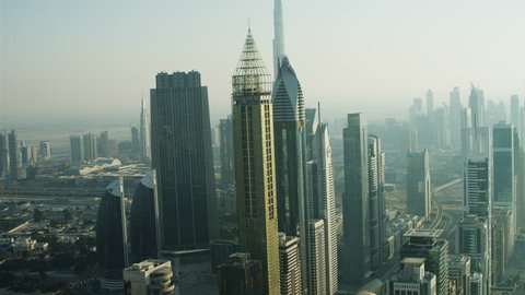 Aerial Dubai Burj Khalifa Sheikh Zayed Road Dubai Metro Rail UAE