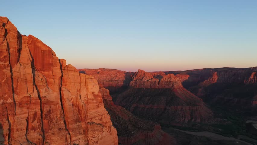 Zion National Park Utah Sunny Sunset Summer Aerial 4K Royalty-Free Stock Footage #1029266870