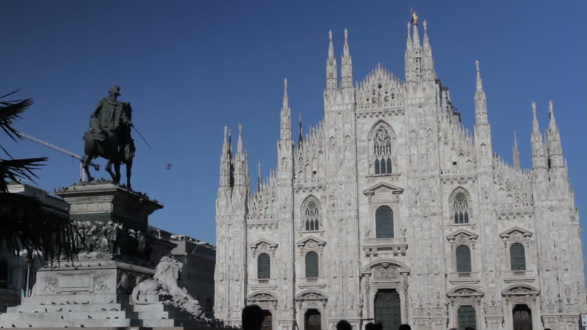 Milan Piazza Duomo Dome Square with People in Spring Season