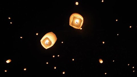 Yeepeng Sansai Floating Lantern Ceremony to pay Homage to the Lord Buddha,Chiangmai Thailand.