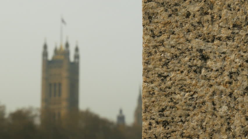 Palace of Westminster in London UK, defocus start slider push from Lambeth bridge