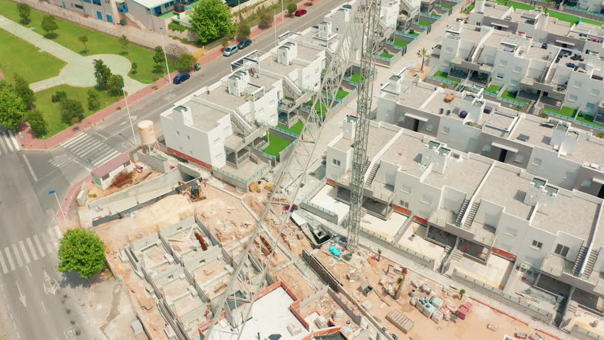 Aerial view. a contruction area with new buildings. spain, costa blanca, alicante, torrevieja.
