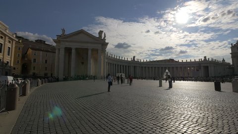 Italy, Rome - September, 2016: Pan right view of Piazza San Pietro in Vatican.
