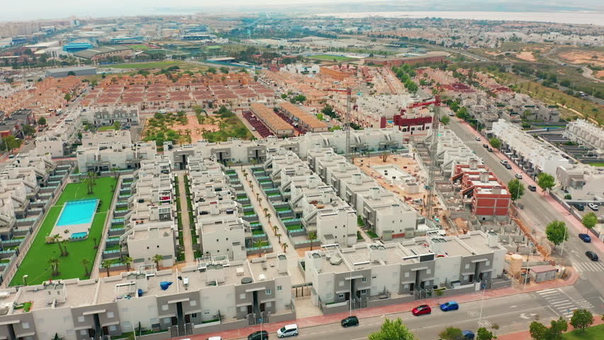 Aerial view. a contruction area with new buildings. spain, costa blanca, alicante, torrevieja.