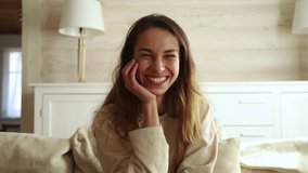 Happy young woman talking video calling on chatting laughing enjoy online conversation looking at webcam, cheerful girl blogger influencer speaking to camera recording vlog for channel - Powered by Shutterstock - Get 15% off with code: PIKWIZARD15