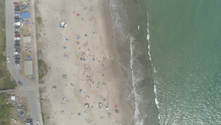 AERIAL - Overhead of Foggy Beach | Shutterstock HD Video #1029334346
