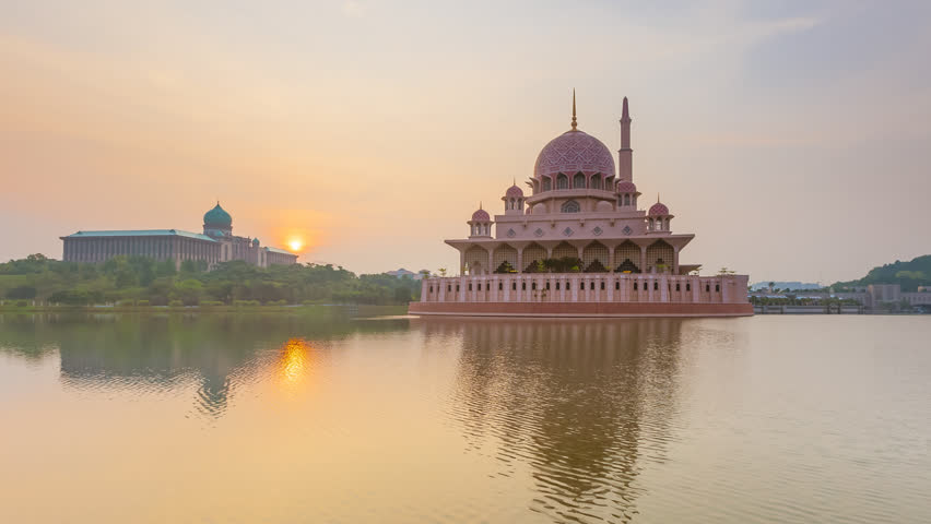 Cloudy Morning with Putra Mosque Stock Footage Video (100% Royalty 