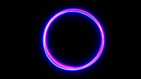 Abstract neon circle , fluorescent light. Loop animation.
