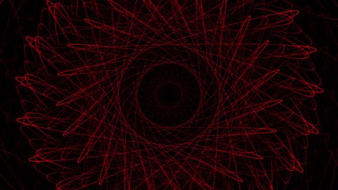 Looping symmetrical circular motion design on black background