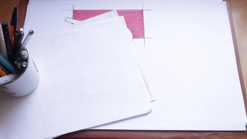 Top view, close-up. Male hand put a vr headset on wooden desk. Virtual reality for home. Virtual reality gadget to use with a mobile phone. 3d experience with a vr headset