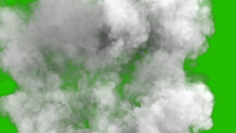 Smoke after a strong explosion and Shockwave in front of a green screen.