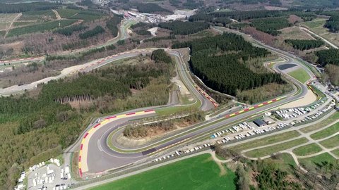 Aerial bird view of Circuit de Spa-Francorchamps is motor racing track located in Stavelot Belgium also referred to as Spa it is the venue of the Formula One Belgian Grand Prix 4k high resolution