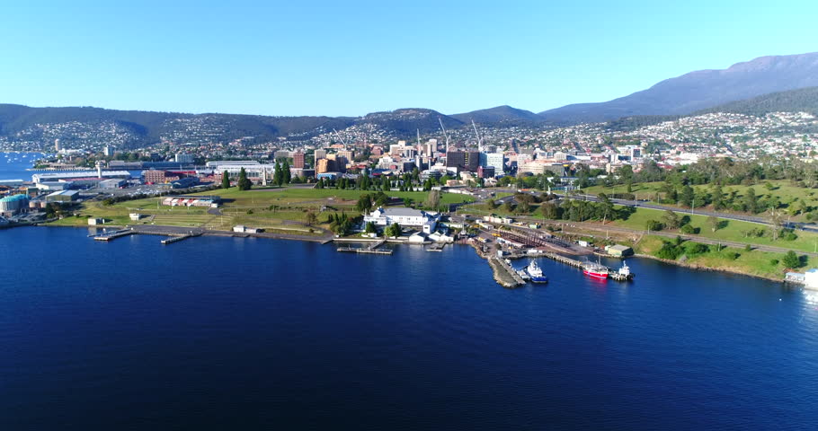 Aerial of Hobart Tasmania, Australia