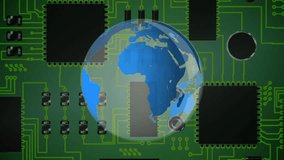 Digital composite of a circuit board and a globe with interface codes - Powered by Shutterstock - Get 15% off with code: PIKWIZARD15