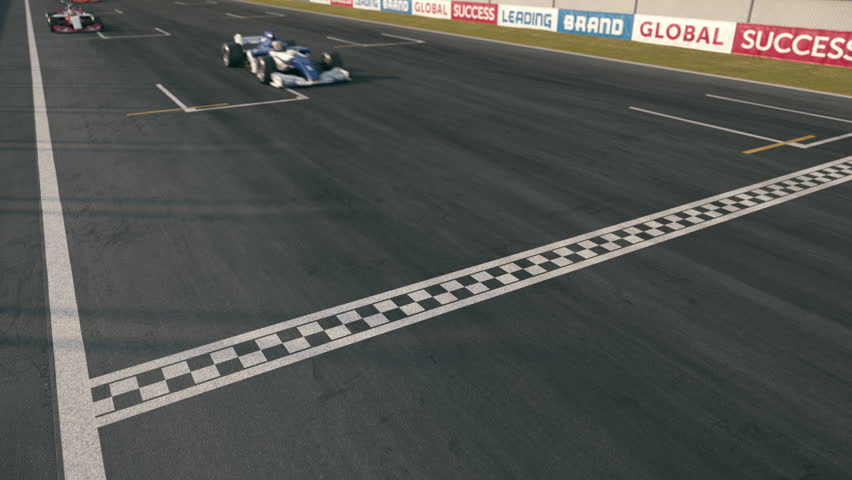 Static top view of generic formula one race cars driving across the finish line - realistic high quality 3d animation | Shutterstock HD Video #1029388685