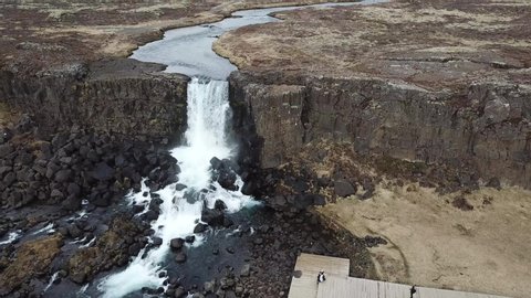 Video of Oxararfoss waterfall in Thingvellir National Park, Iceland. Oxararfoss waterfall is the famous waterfall attracting tourist to visit Thingvellir located in route of Iceland Golden Circle.