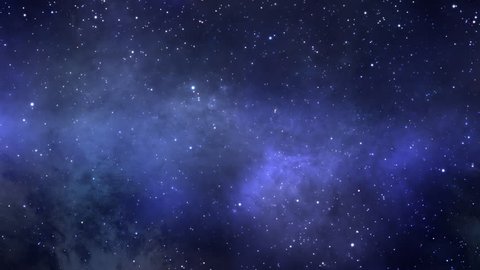 The space flight into the deep space inside nebulae and star clusters is represented on this footage. Computer animated, seamlessly looped video.