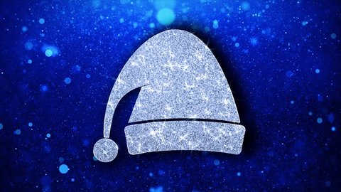 Christmas Ornament Santa Hat Element Icon Symbol Abstract Blinking Sparkle Glitter Particle Looped Background.