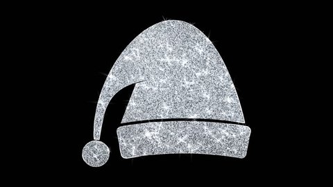 Christmas Ornament Santa Hat Element Icon Symbol Abstract Blinking Sparkle Glitter Particle Looped Background.