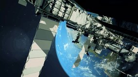 A depiction of the space shuttle  orbiting Earth. - Elements of this image furnished by NASA. Space Satellite Exploring The Surface Of The Earth 4K Animation. 