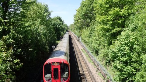 S8 Stock London Underground train on the Metropolitan Line in Rickmansworth, Hertfordshire