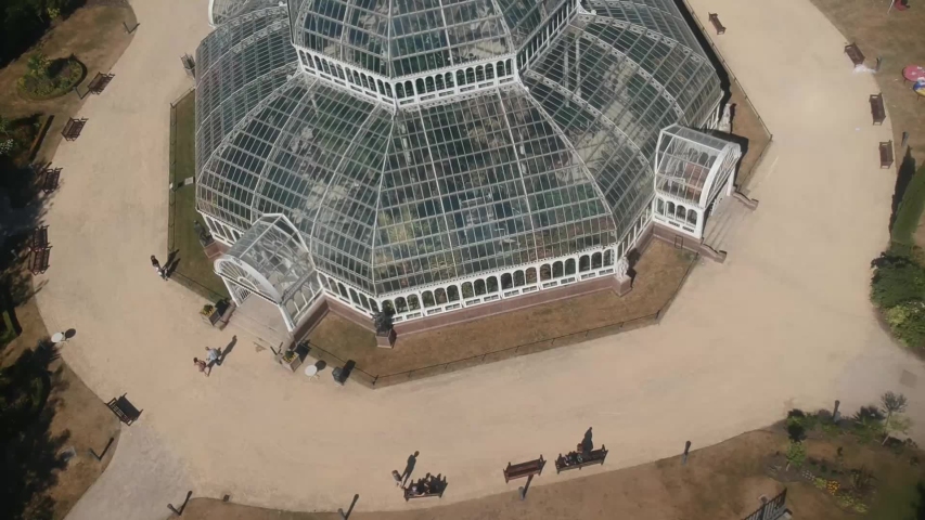 Drone view of Liverpool Sefton Park Palm House.