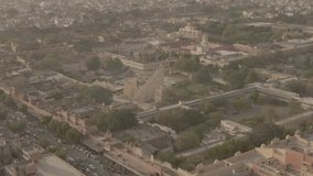 Jaipur pink city, 4k aerial drone, ungraded/flat raw footage