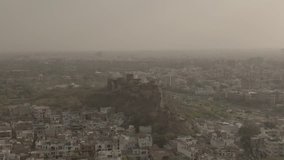 Jaipur, India, Moti Doongri fort and Birla mandir, 4k aerial ungraded/flat raw footage