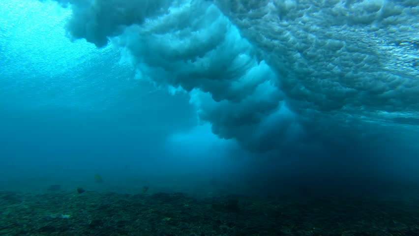 Underwater view of the ocean wave breaking over the reef bottom | Shutterstock HD Video #1029434780