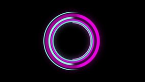 Digital Eye Scanner with Green and Purple Shapes. Neon Aesthetic colors. Concentric circles animation on Black Background. Cyber Space, Loading Bar, Download and Upload Concept. Infinite Loop - Powered by Shutterstock - Get 15% off with code: PIKWIZARD15