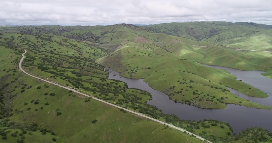 Upper Cottonwood Creek Wildlife Area with San Luis Reservoir in Background near Los Banos. California.