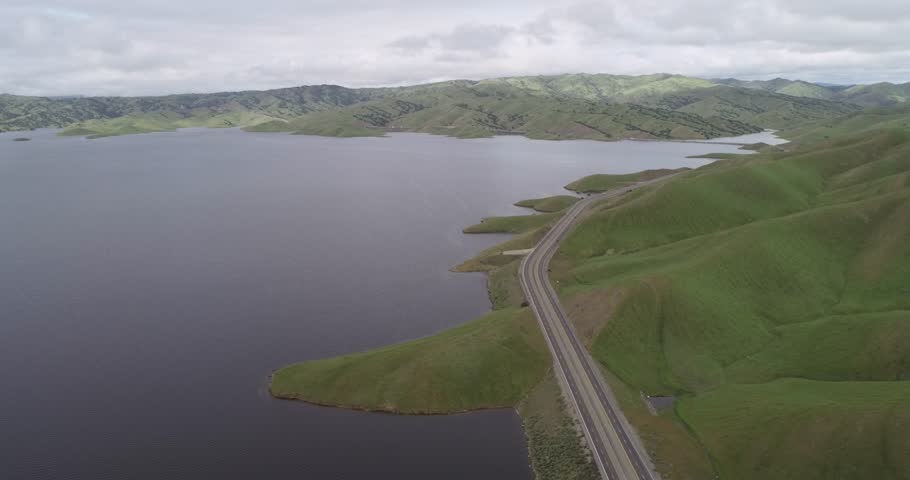Upper Cottonwood Creek Wildlife Area with San Luis Reservoir in Background near Los Banos. California.