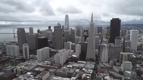 San Francisco cityscape. Business Distric with Skyscraper in background.  Financial District, California. United States. 4k.
