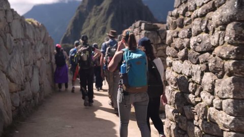 Tourists at Machu Picchu Peru