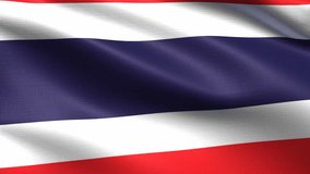 Realistic flag of Thailand, Seamless looping with highly detailed fabric texture, 4k resolution
