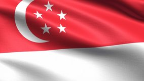 Realistic flag of Singapore, Seamless looping with highly detailed fabric texture, 4k resolution