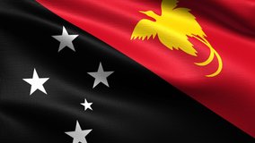 Realistic flag of Papua New Guinea, Seamless looping with highly detailed fabric texture, 4k resolution