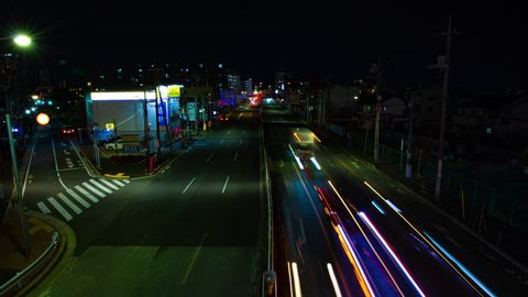 A timelapse of the street at the downtown at night long exposure wide shot. Nerima district Tokyo Japan - 03.05.2019 : It is a center of the city in tokyo. camera : Canon EOS 5D mark4