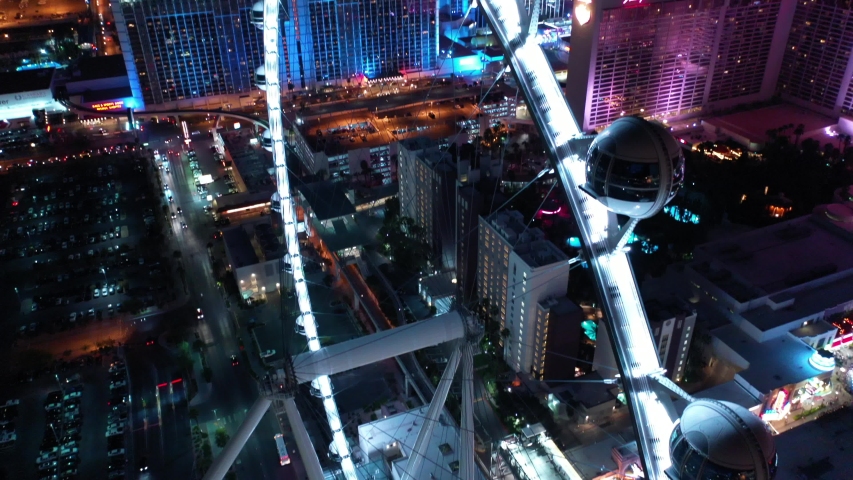 Las Vegas City Downtown Strip Nevada Night Aerial | Shutterstock HD Video #1029485855