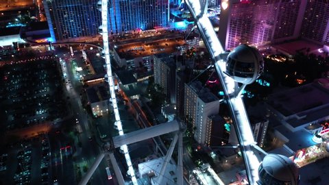 Las Vegas City Downtown Strip Nevada Night Aerial