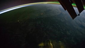 Planet Earth seen from the International Space Station with Aurora Borealis Australis time lapse