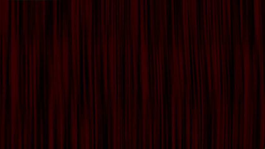 3d Animation of a red theater curtain with spotlight opening and closing to reveal a green screen or chroma key background in the stage. Theater, cinema or opera curtain moving in slow motion. Royalty-Free Stock Footage #1029525692