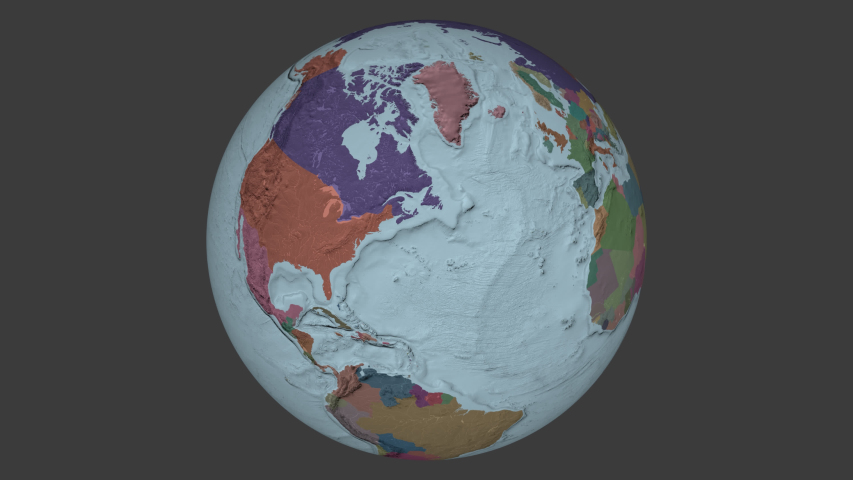 United States Hawaii area bounds outlined on the end cap of rectangular tube and animated against the spinning administrative globe